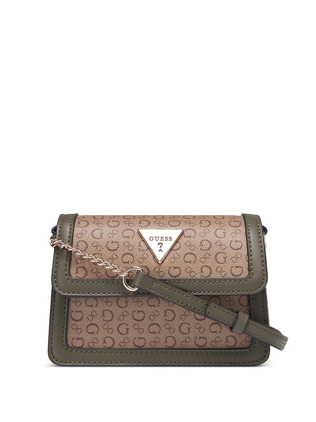 

GUESS Printed Structured Shoulder Bag with Applique, Brown