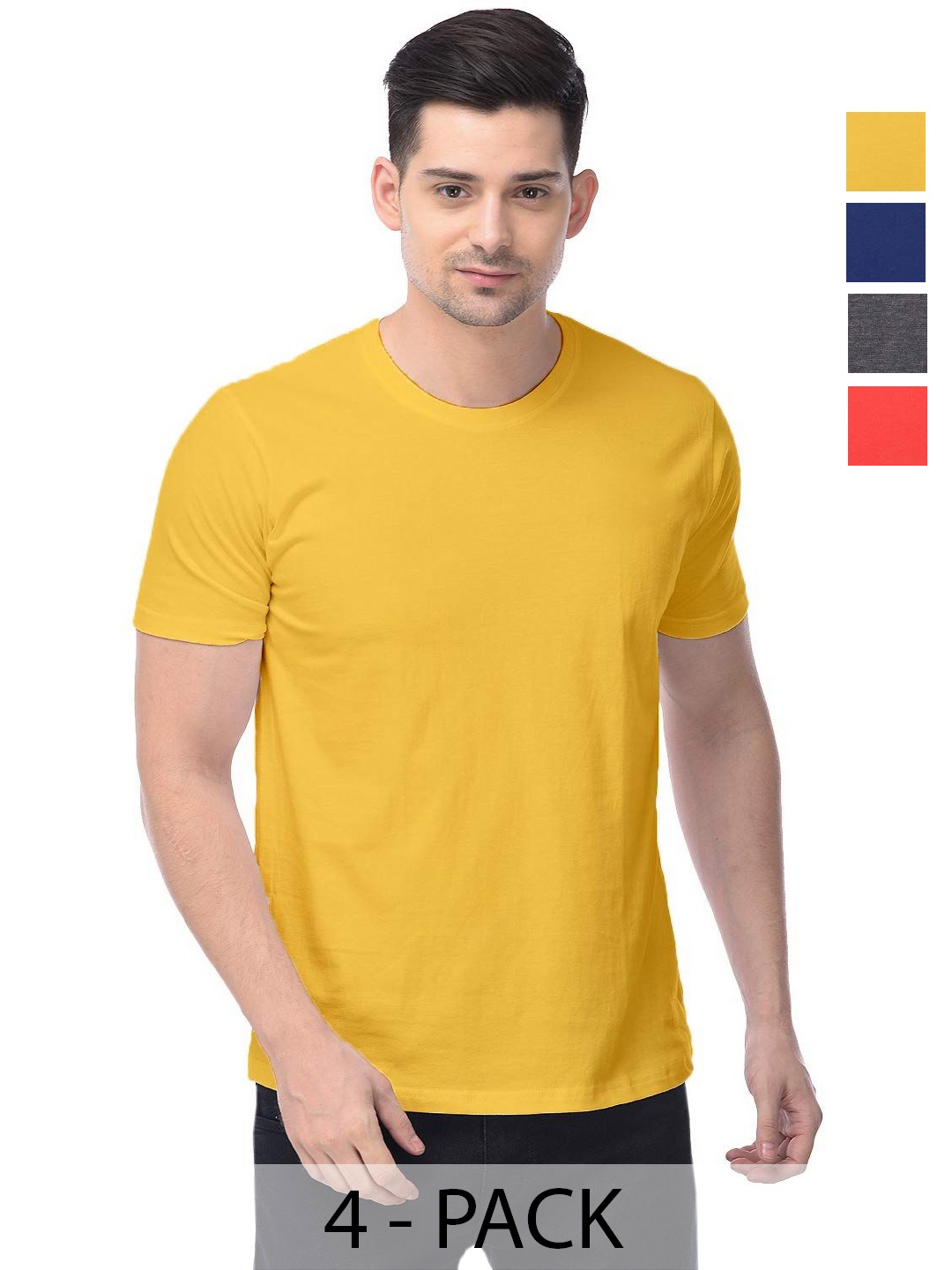 

COLOR CAPITAL Unisex Pack Of 4 Cotton T-Shirts, Na