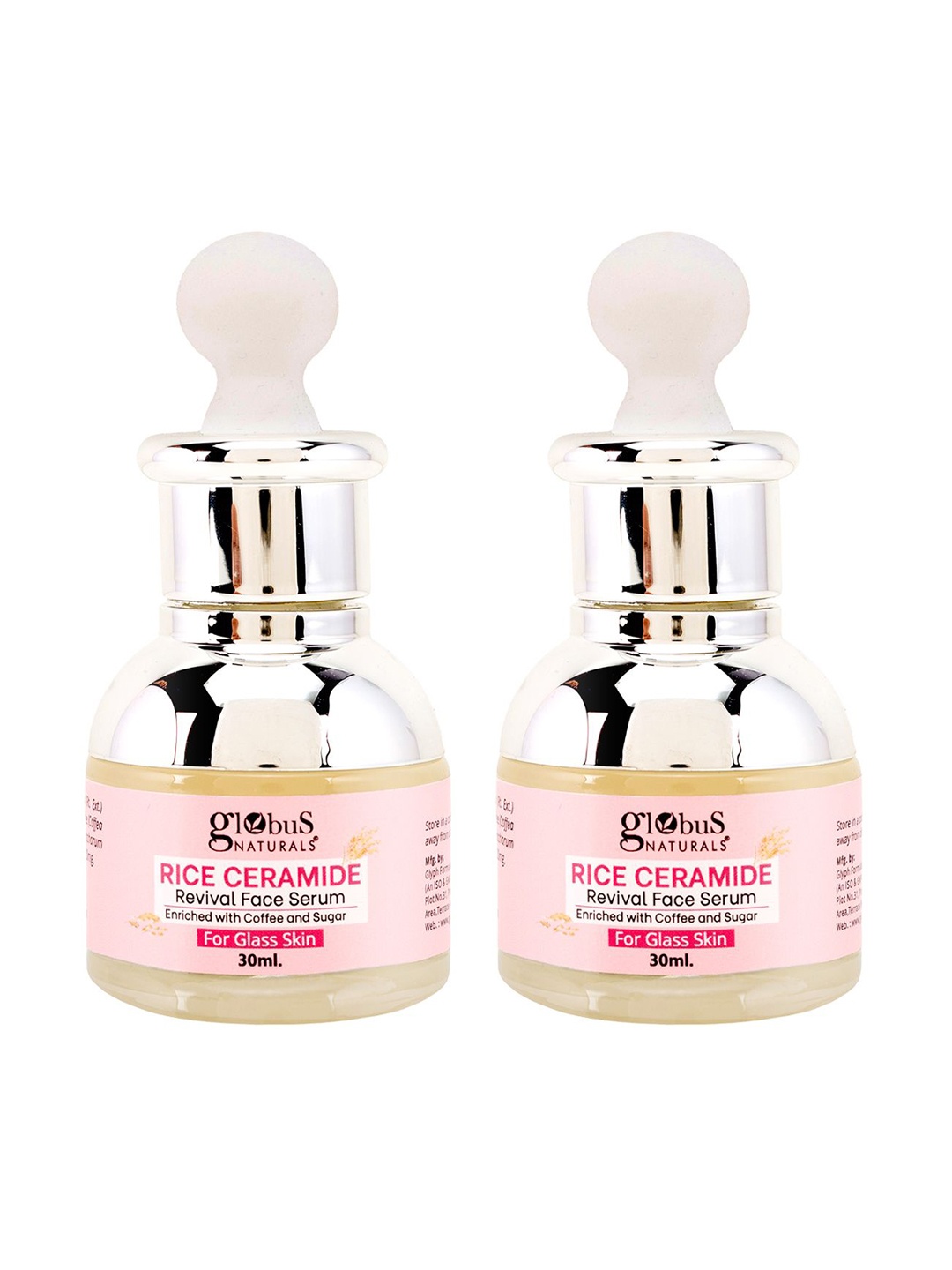 

Globus naturals Set Of 2 Rice Ceramide Revival Face Serum- 30 ml Each, Silver