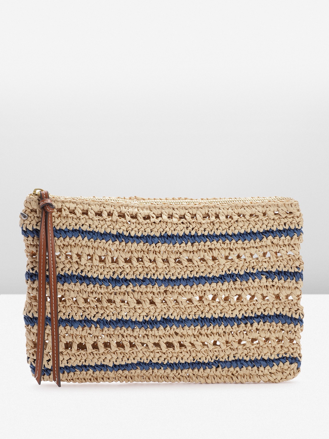 

MANGO Basket Weave Purse Clutch, Beige