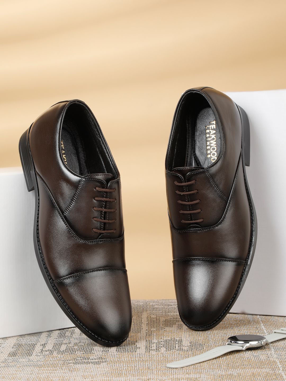 

Teakwood Men Genuine Leather Formal Oxfords, Brown