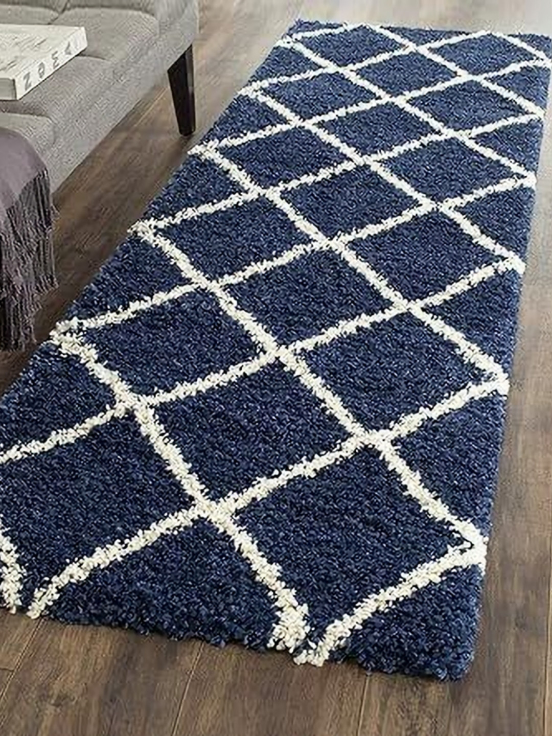 

Banchmark Home Furnishings Blue & White Geometric Rectangle Floor Runner