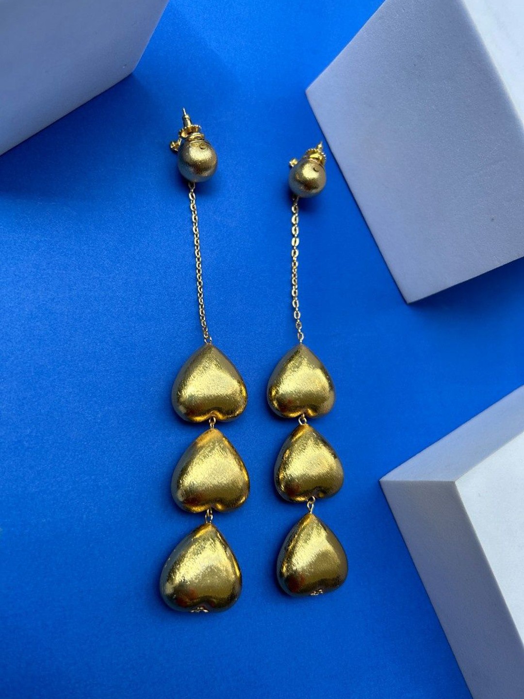 

AMADA JEWELS Triple Heart Shaped Drop Earrings, Gold