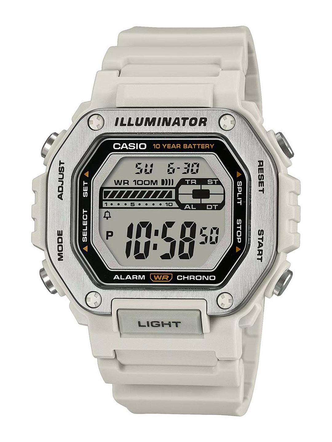 

CASIO Men Dial & Cuff Straps Digital Chronograph Watch D348, Cream