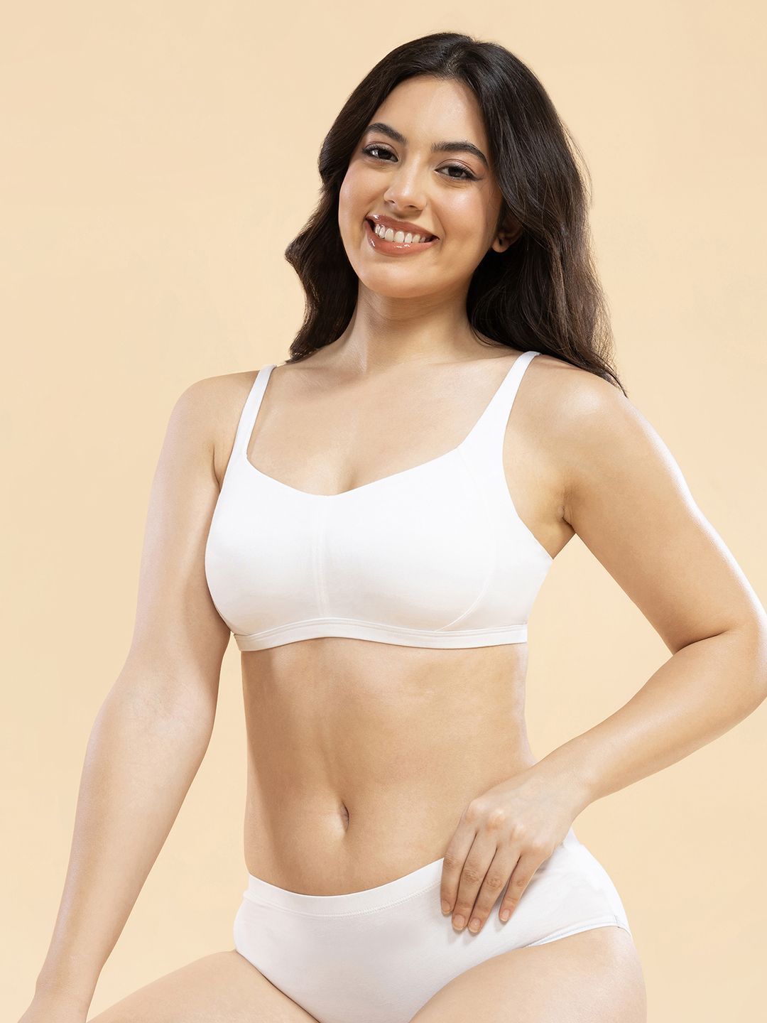 

Enamor Cotton Eco-Antimicrobial Comfort Minimizer Bra A058, White