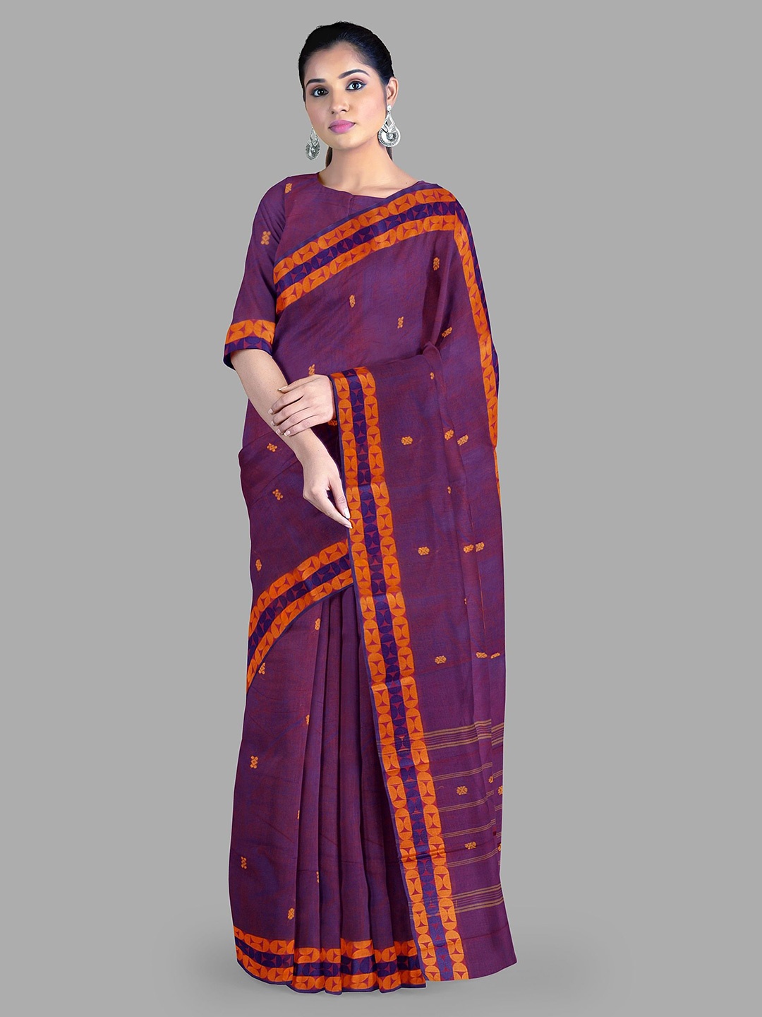

The Chennai Silks Woven Design Zari Pure Cotton Chettinad Saree, Violet