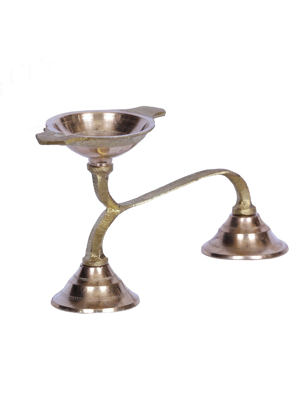 

Exotic India Gold-Toned Handheld Aarti Diya Small Brass Pooja Essentials