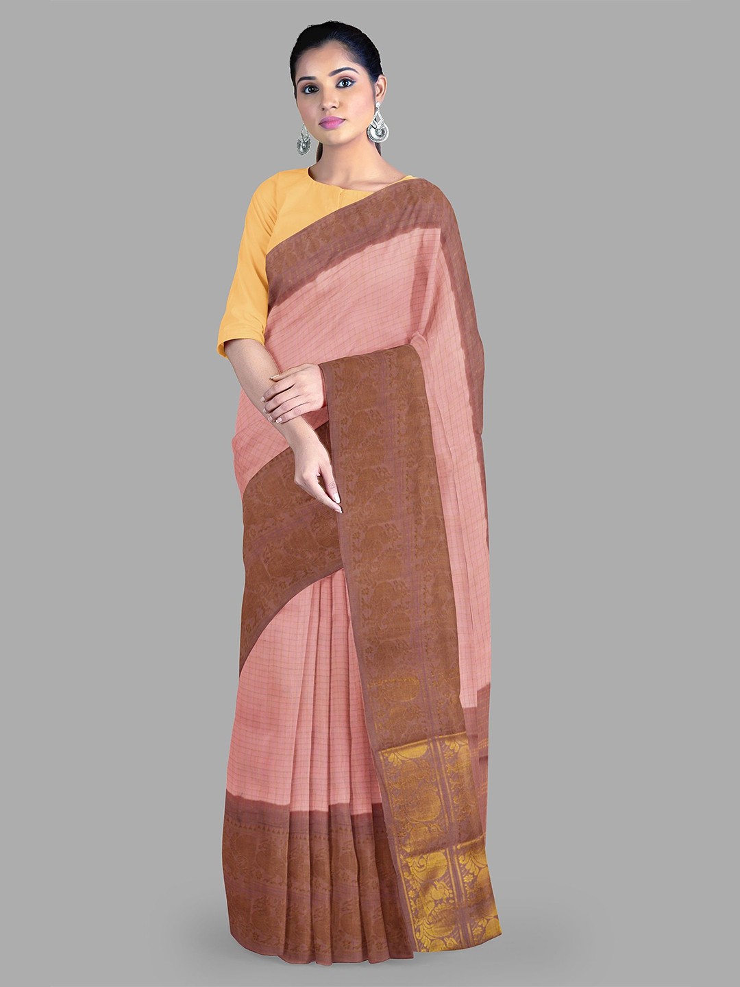 

The Chennai Silks Checked Pure Cotton Sungudi Saree, Pink
