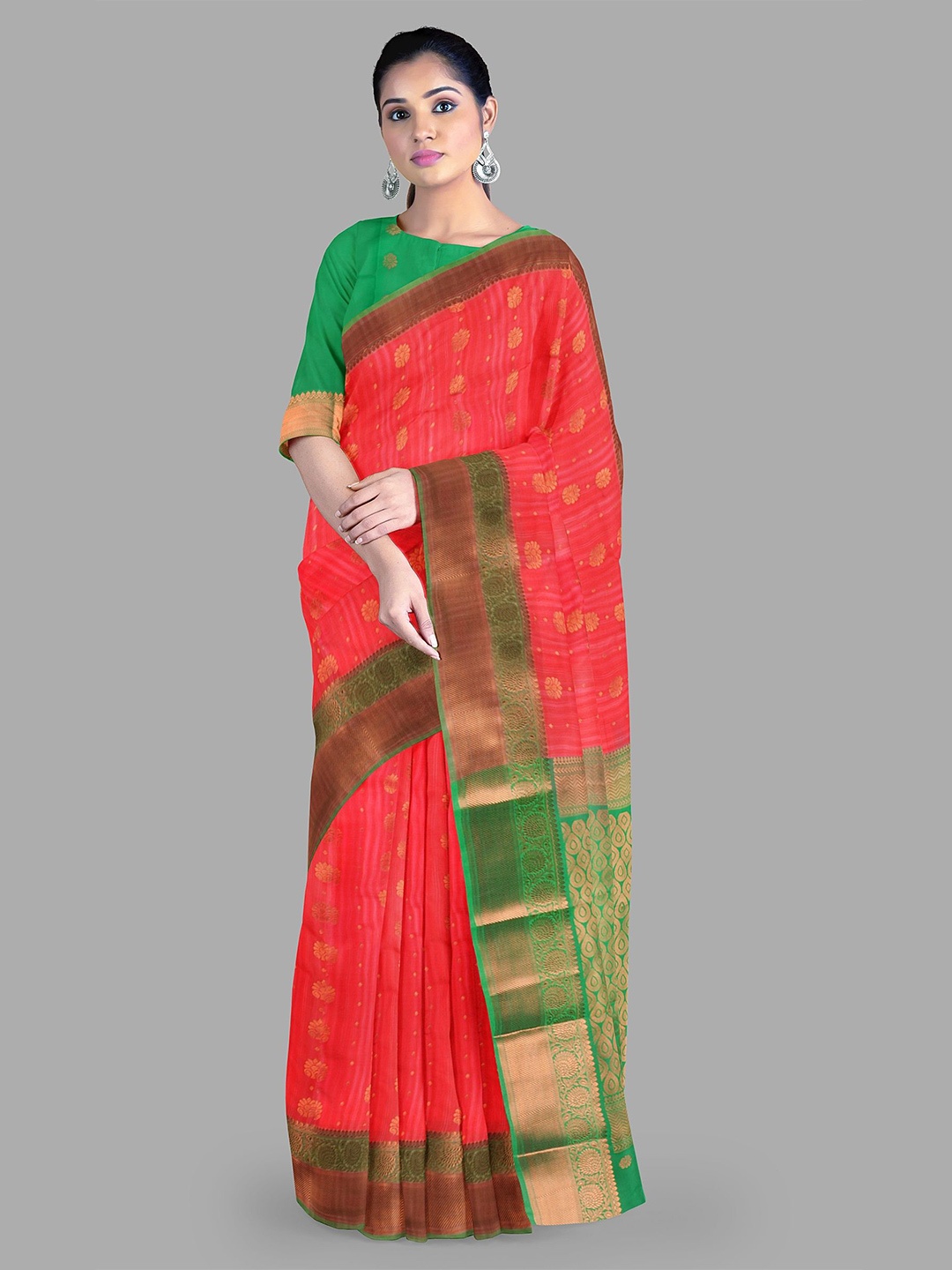 

The Chennai Silks Ethnic Motifs Zari Art Silk Bhagalpuri Saree, Red