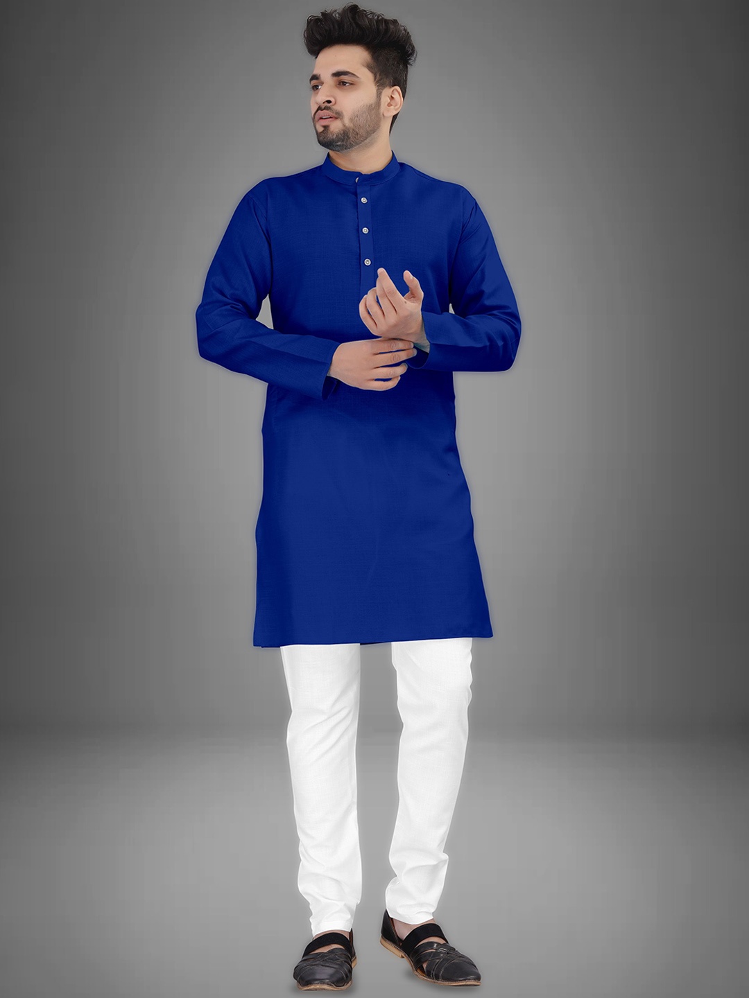 

trustous Men Regular Pure Cotton Kurta with Pyjamas, Blue