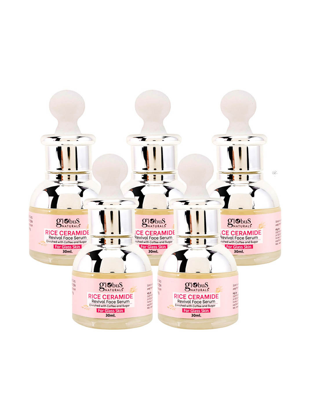 

Globus naturals Set Of 5 Rice Ceramide Revival Face Serum- 30 ml Each, Pink