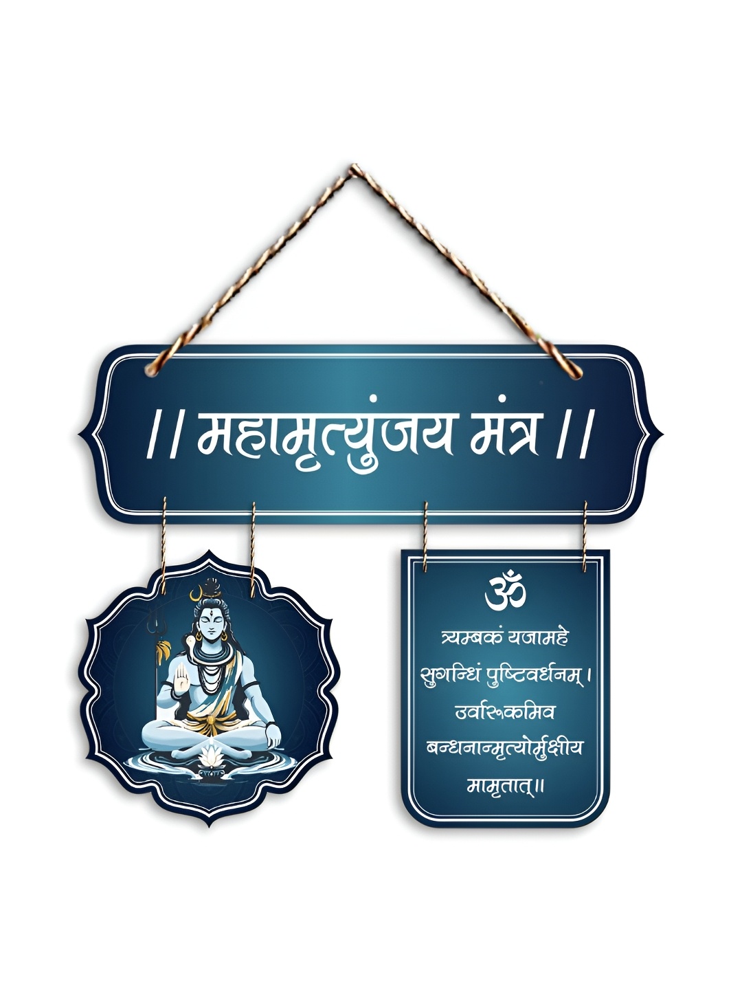 

CLAWCRAFTS Blue & White 3 Pieces Religious Wooden Wall Hangings