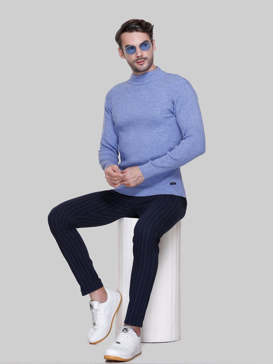 

513 Men Ribbed Pullover, Blue