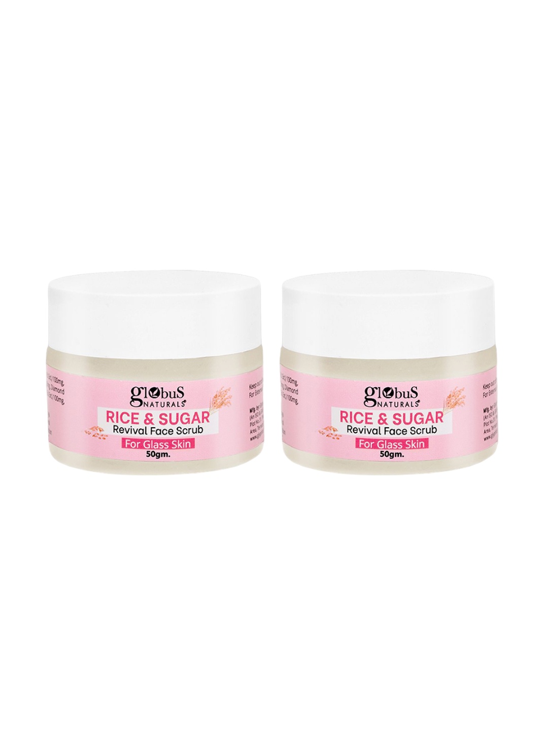 

Globus naturals Set Of 2 Rice & Sugar Revival Face Scrub For Glass Skin - 50g Each, Na