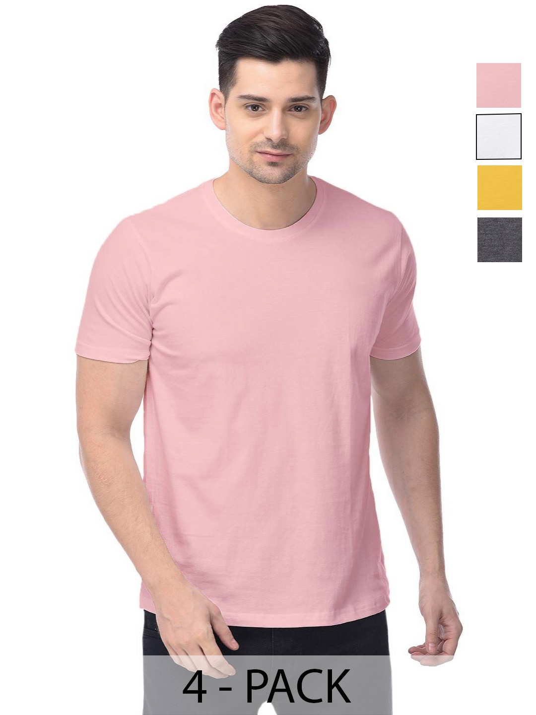 

COLOR CAPITAL Unisex Pack Of 4 Cotton T-Shirts, Peach