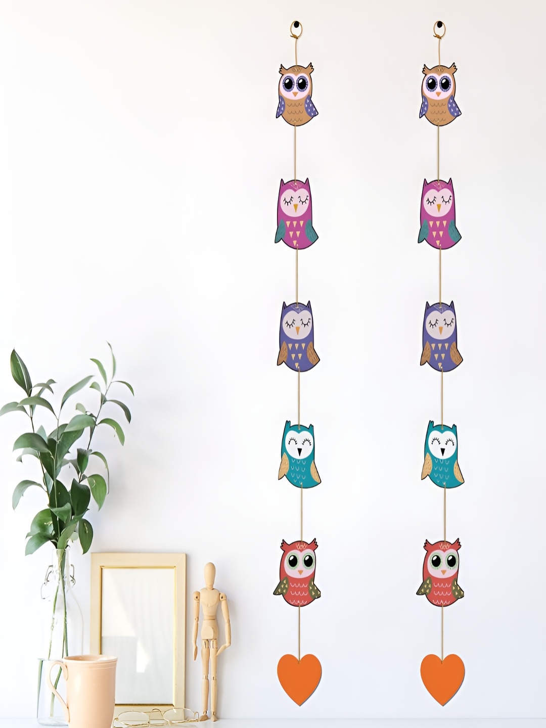 

Home Delight 2 Pieces Pink & Blue Wooden Toran Wall Hanging