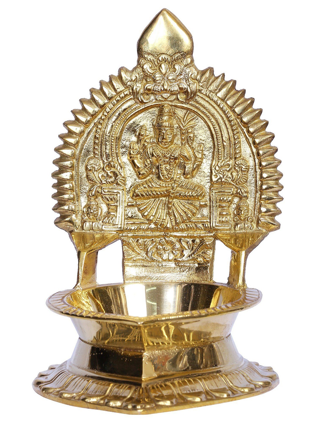 

Exotic India Brass Kamakshi Devi Lamp, Yellow