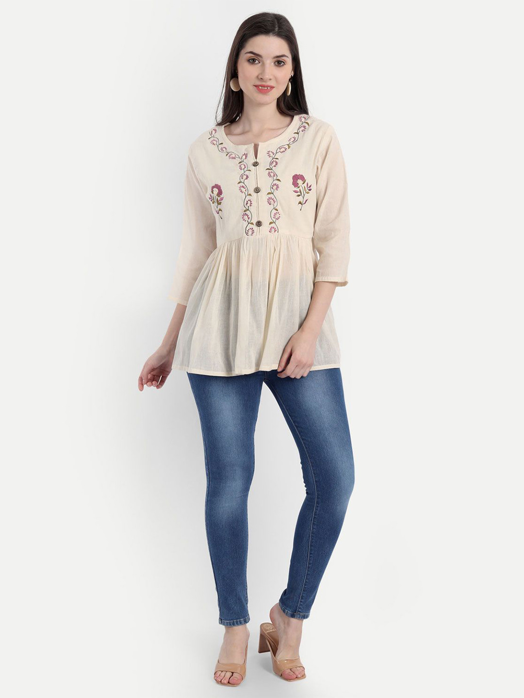

GALANG GABAAN Embroidered Tunic, Beige