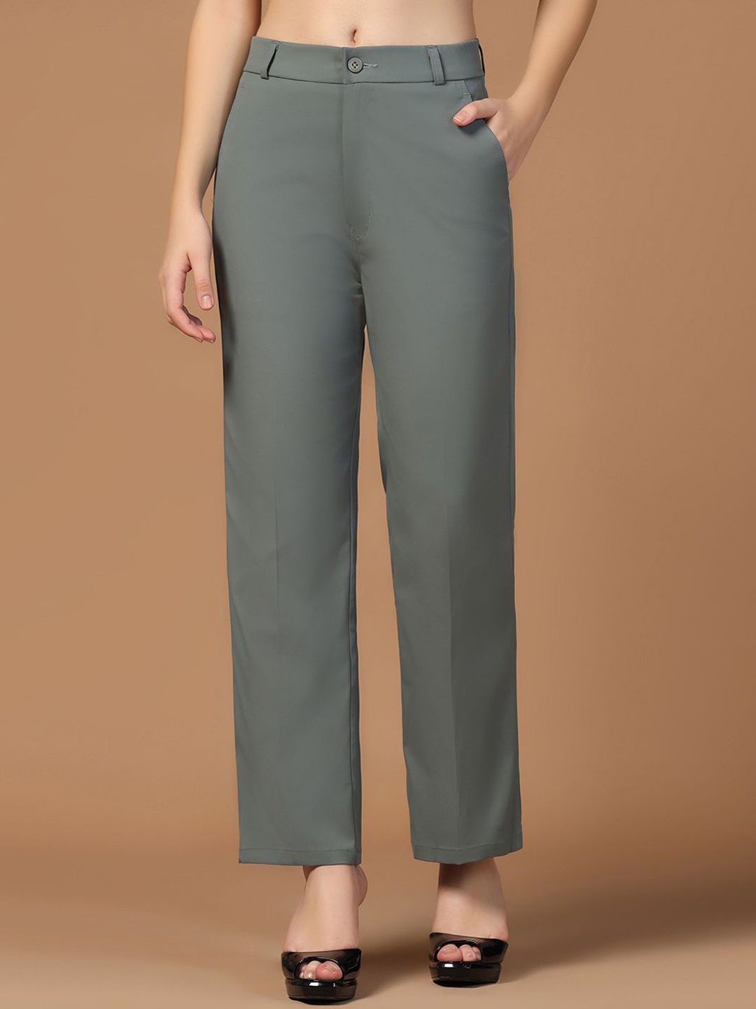

TAHVO Women Smart Formal Trousers, Grey