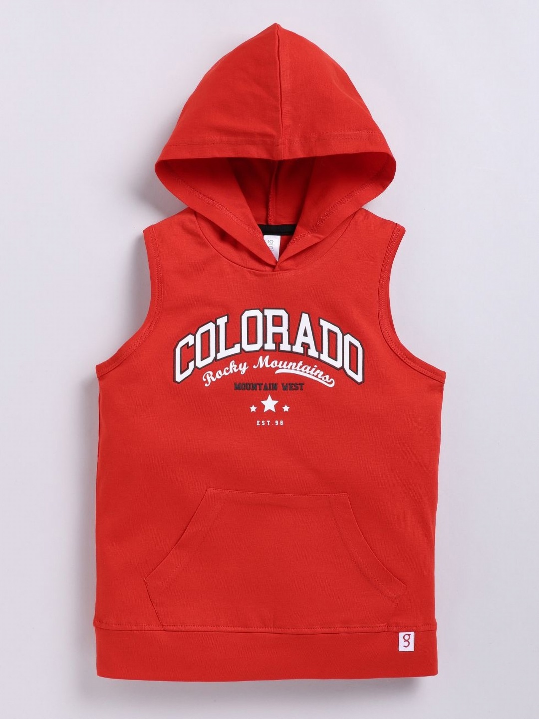 

Ginie Boys Typography Printed Hood Cotton T-shirt, Red