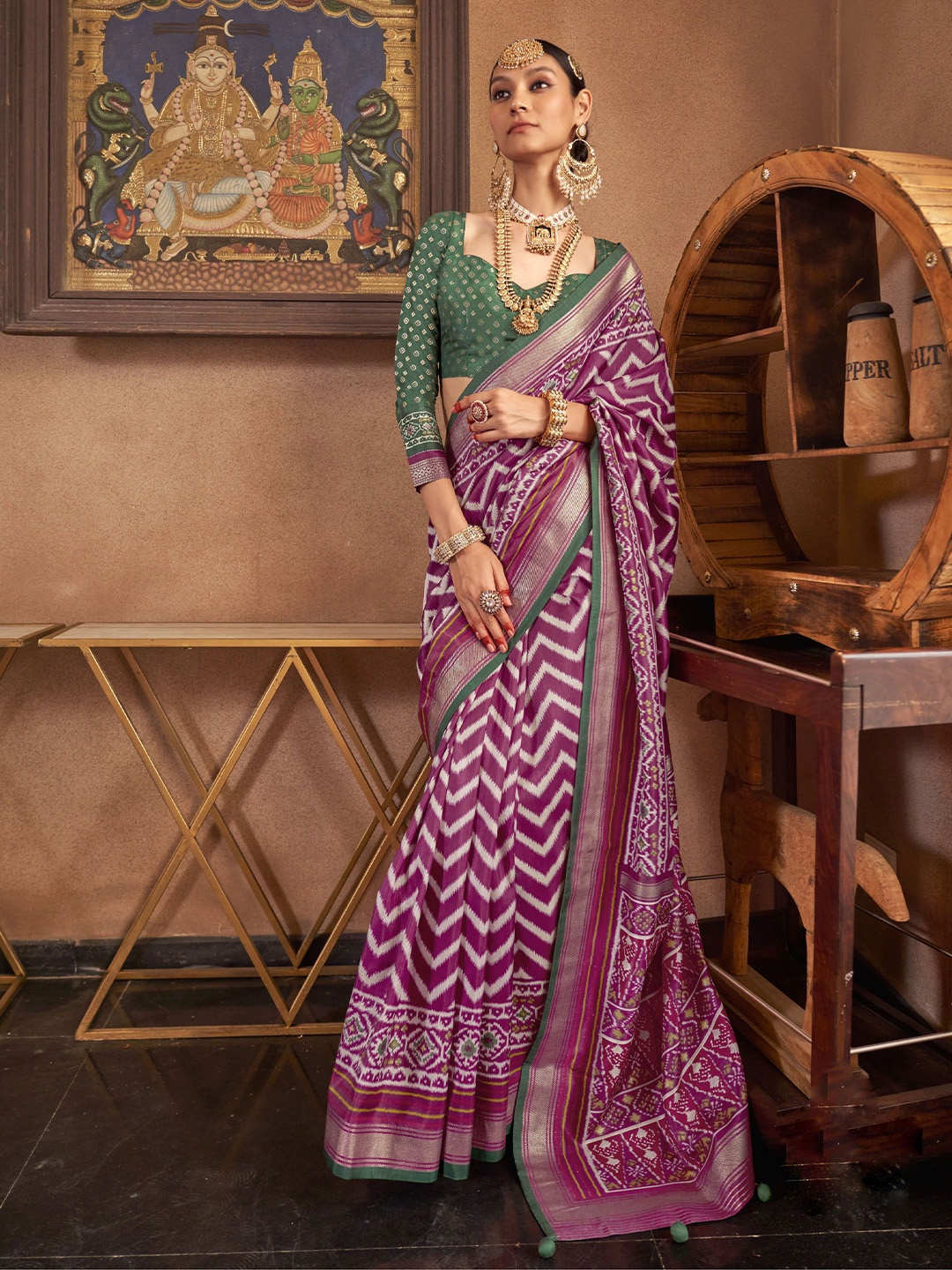 

KIMISHA Zari Patola Saree, Purple