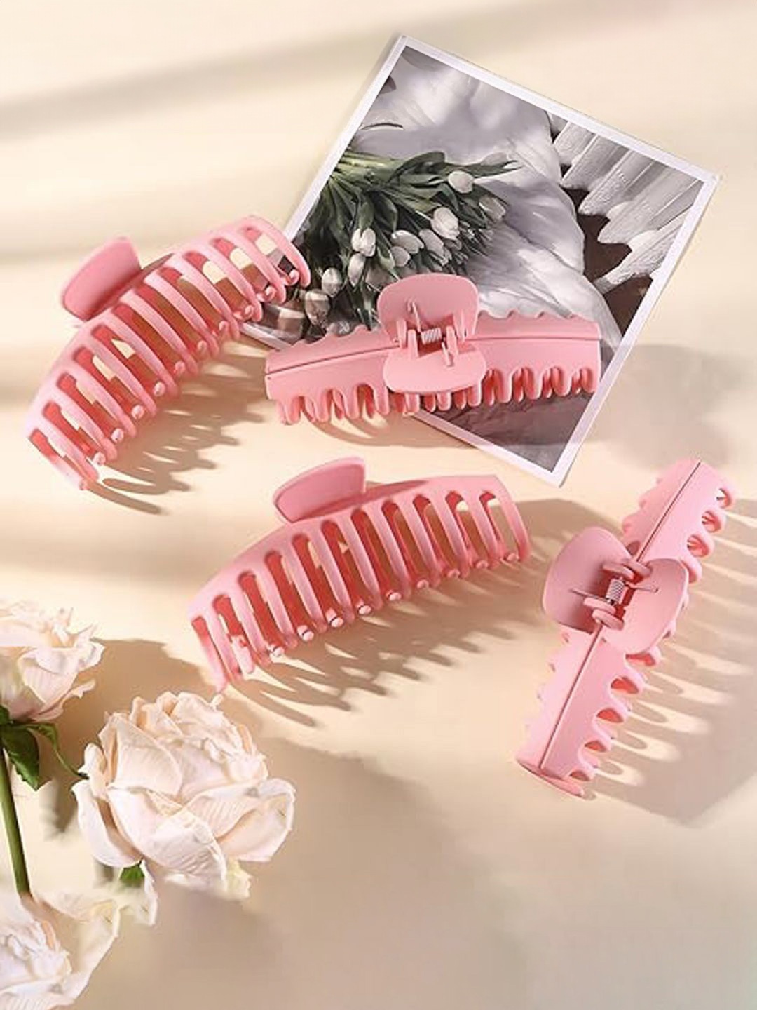 

Softwrap Set Of 4 Women Claw Clip, Pink