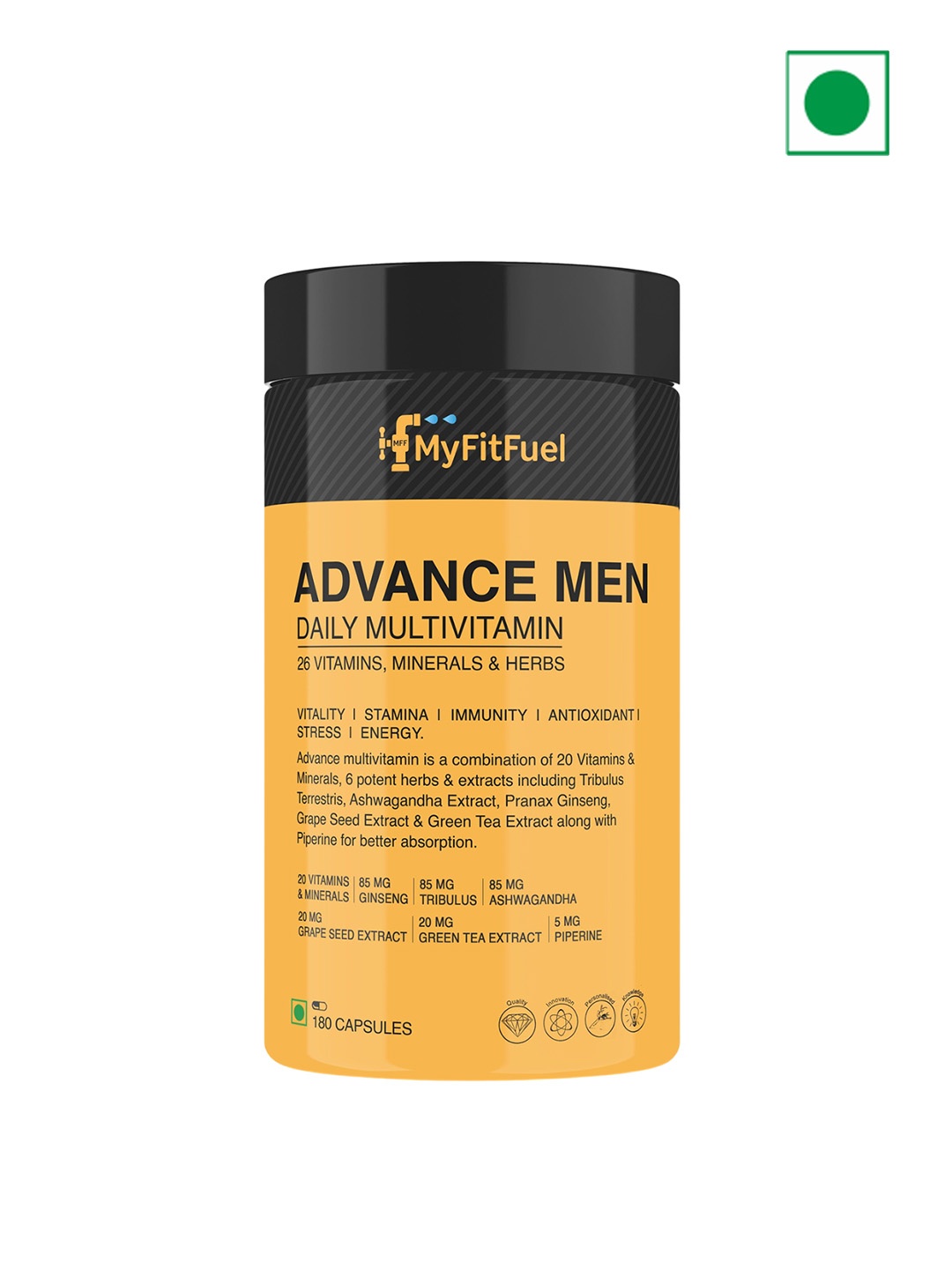 

MyFitFuel Men Advance Daily Multivitamins - 180 Capsules, Yellow