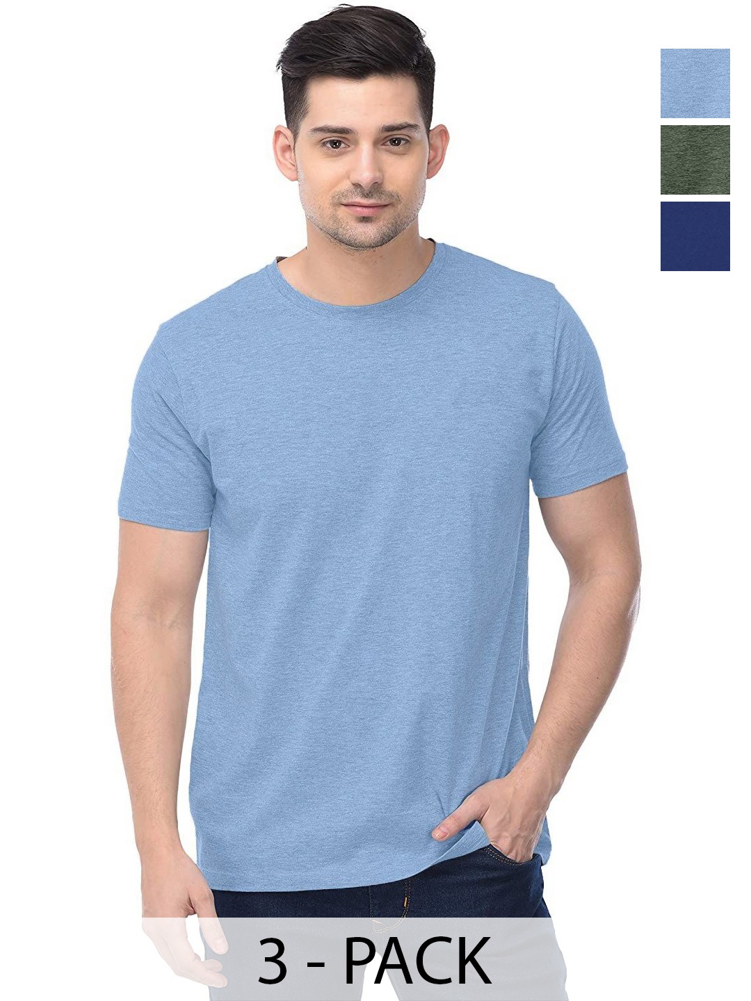 

COLOR CAPITAL Unisex Pack Of 3 Cotton T-Shirts, Na