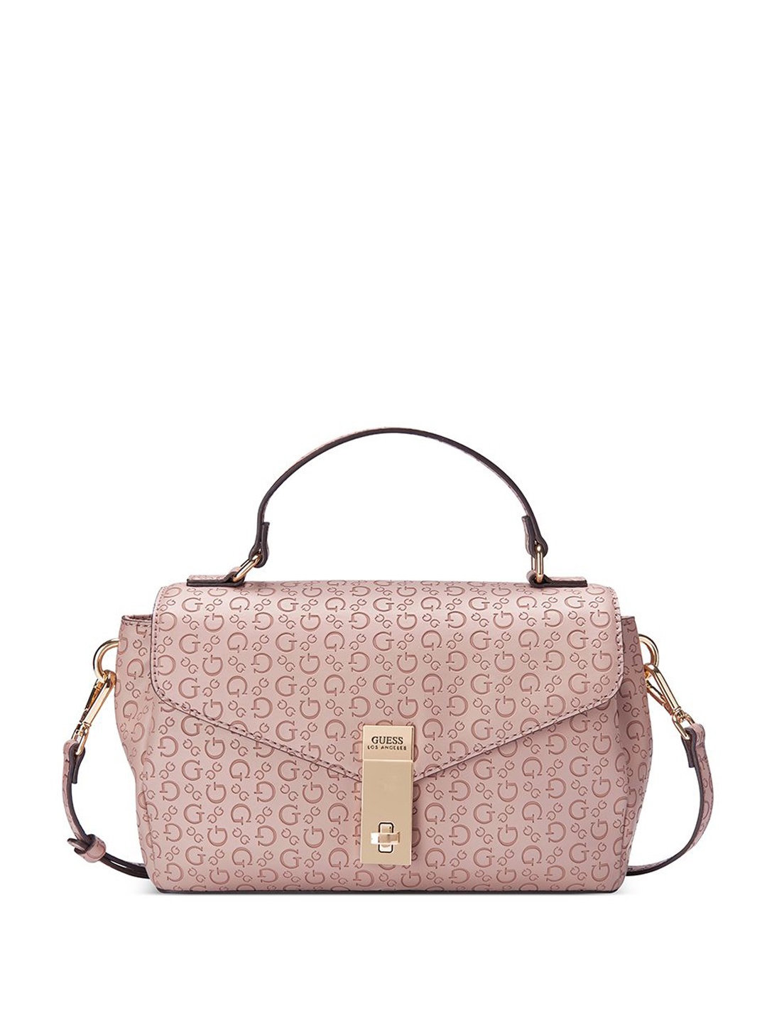 

GUESS Printed PU Structured Shoulder Bag with Bow Detail, Mauve