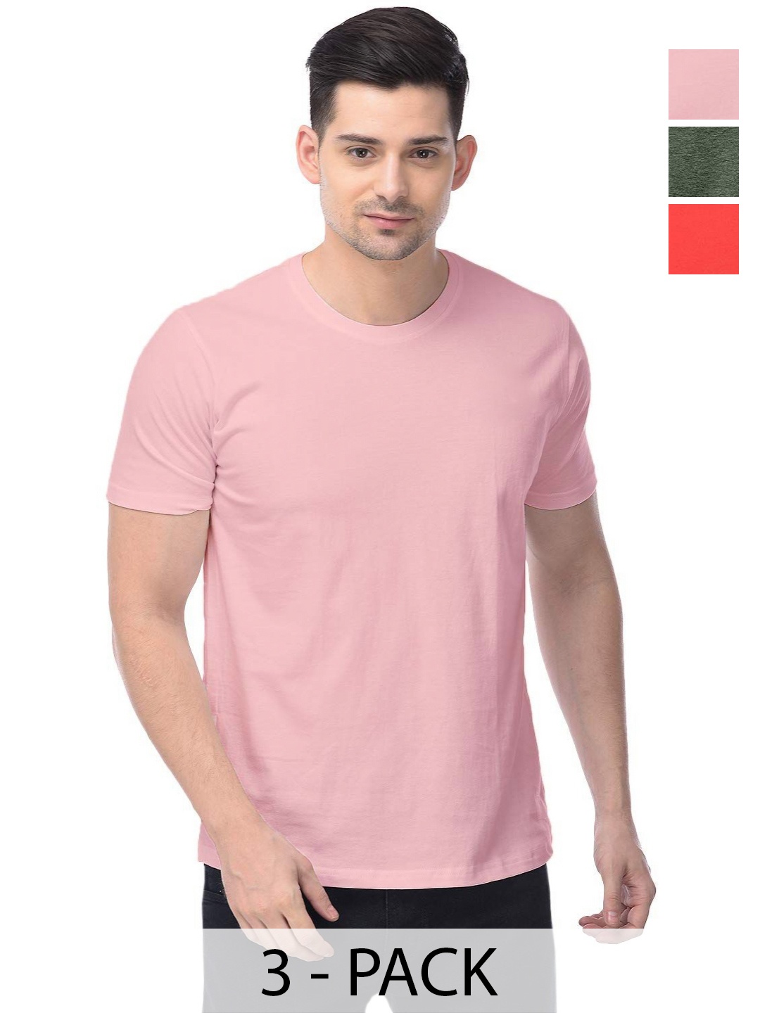 

COLOR CAPITAL Unisex Pack Of 3 Cotton T-Shirts, Peach
