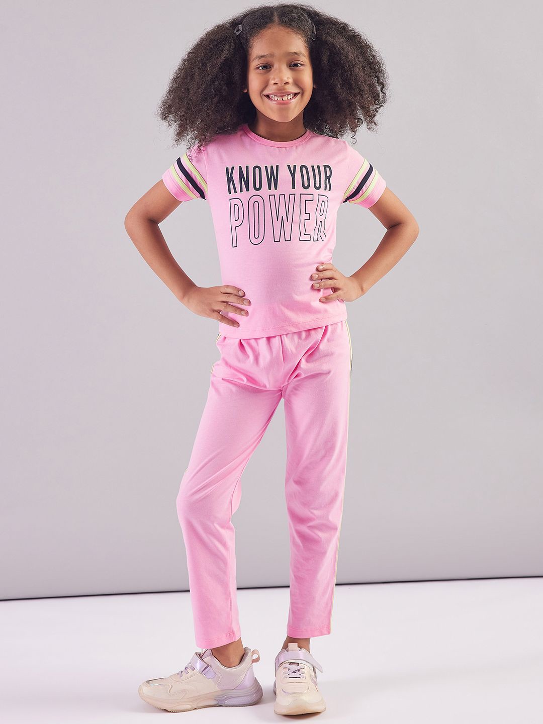 

PAMPOLINA Girls Printed Cotton TracksuitS, Pink