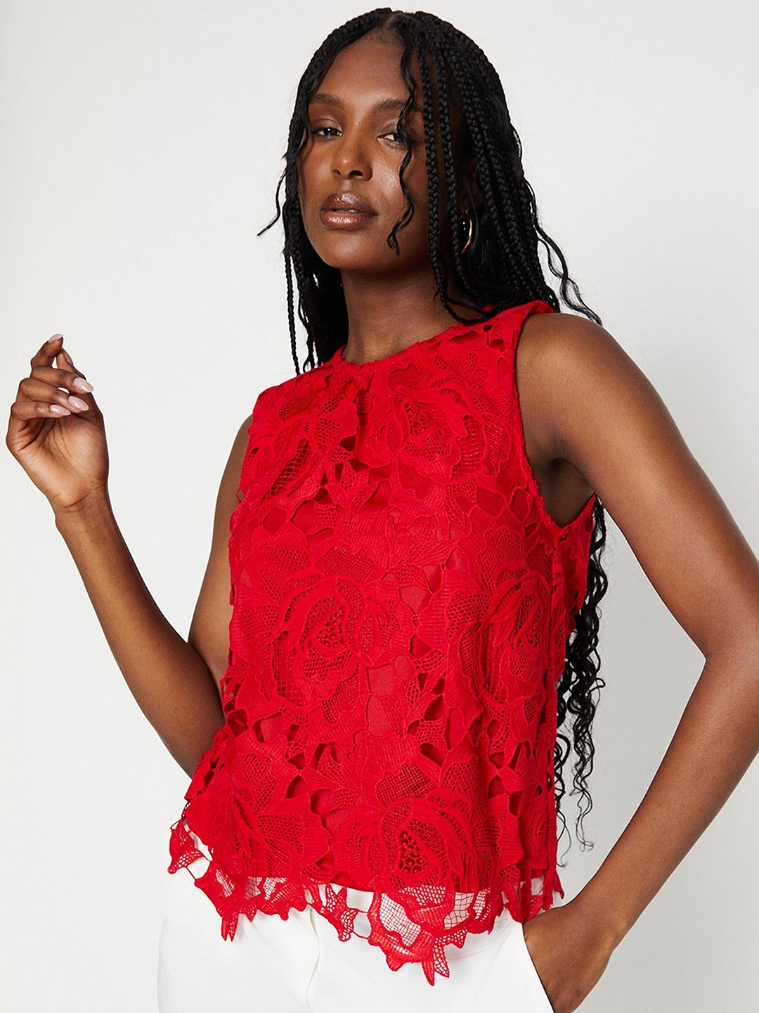 

DOROTHY PERKINS Floral Lace Top, Red