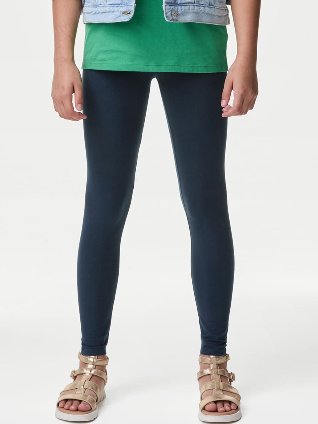 

Marks & Spencer Girls Cotton Ankle-Length Leggings, Navy blue