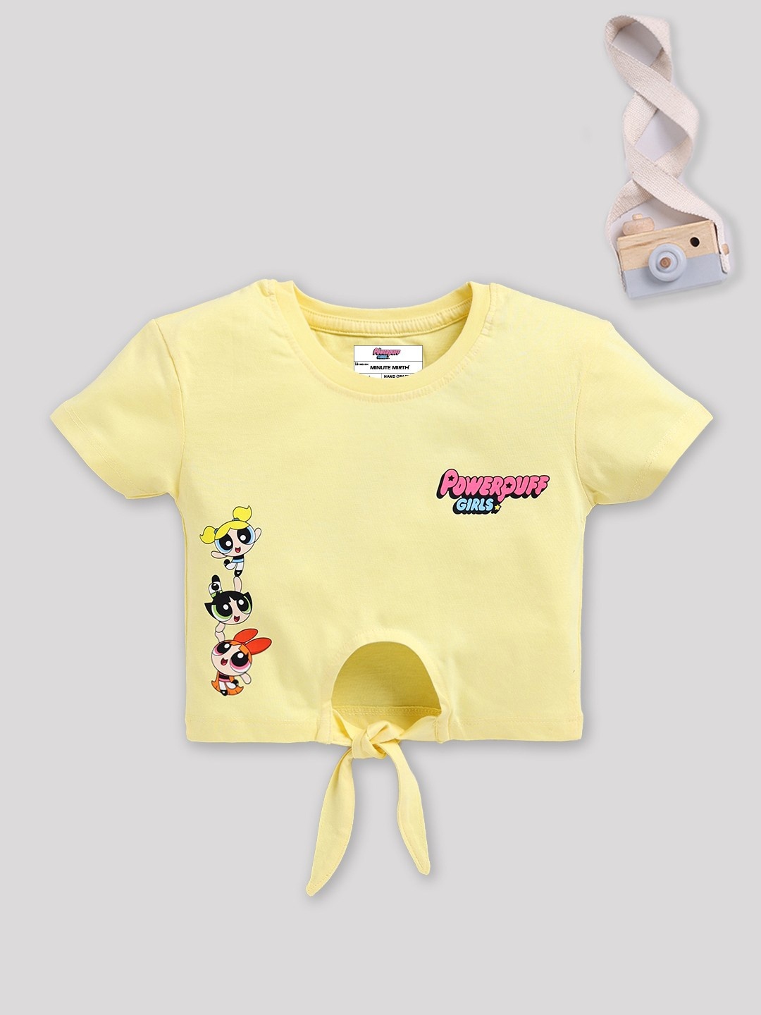 

YK X Minute Mirth Girls Printed Pure Cotton Crop Top, Yellow