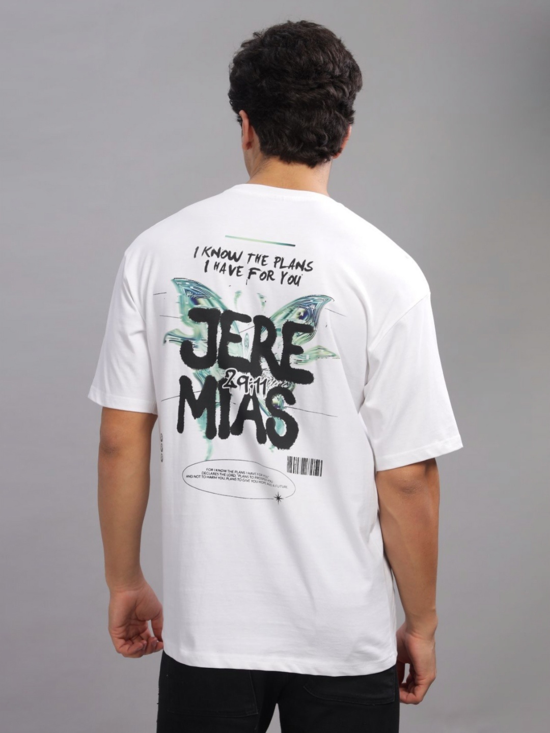 

ADRO Men Typography Printed Round Neck Cotton Oversized T-shirt, White