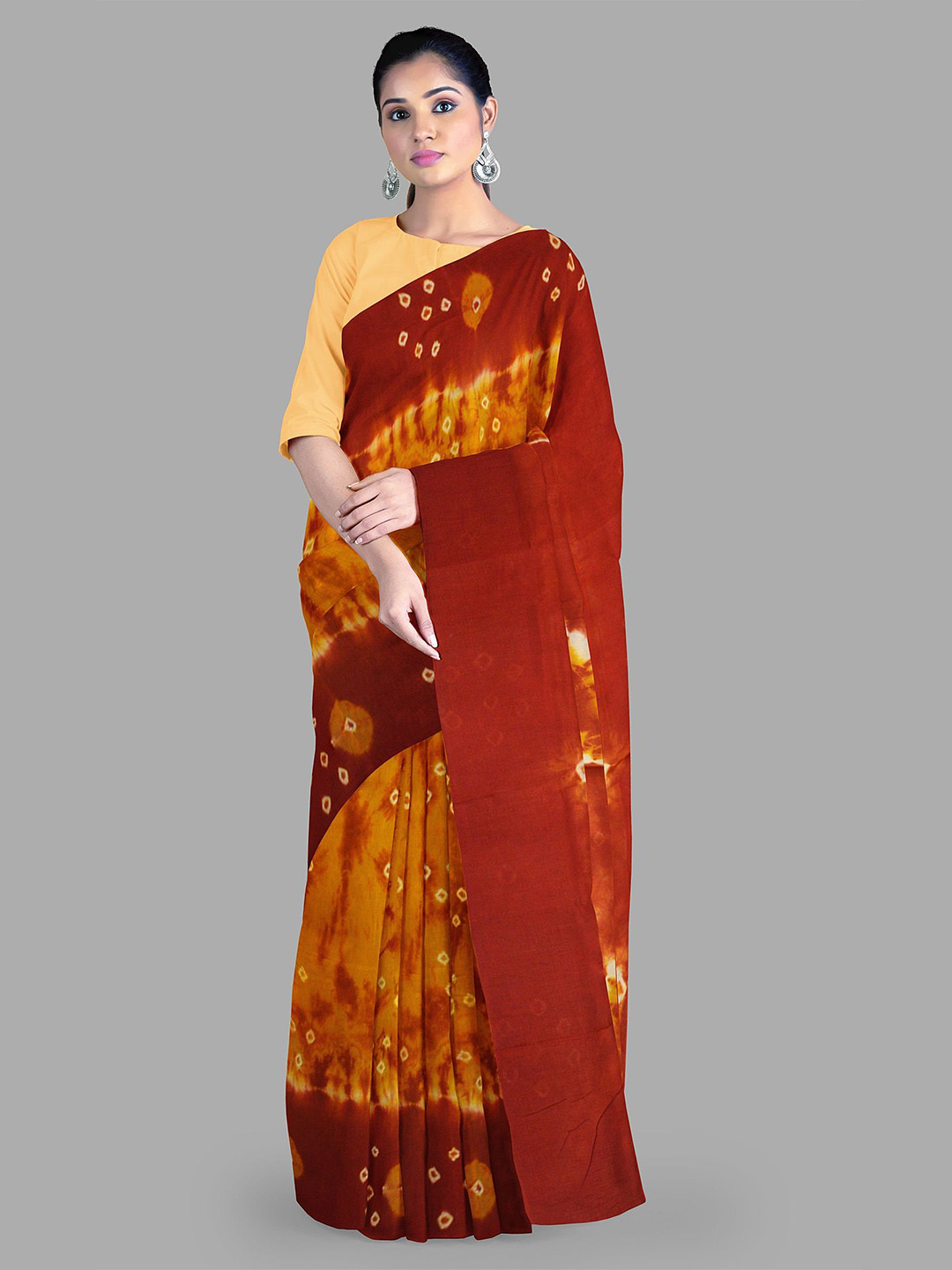 

The Chennai Silks Bandhani Pure Cotton Sungudi Saree, Mustard