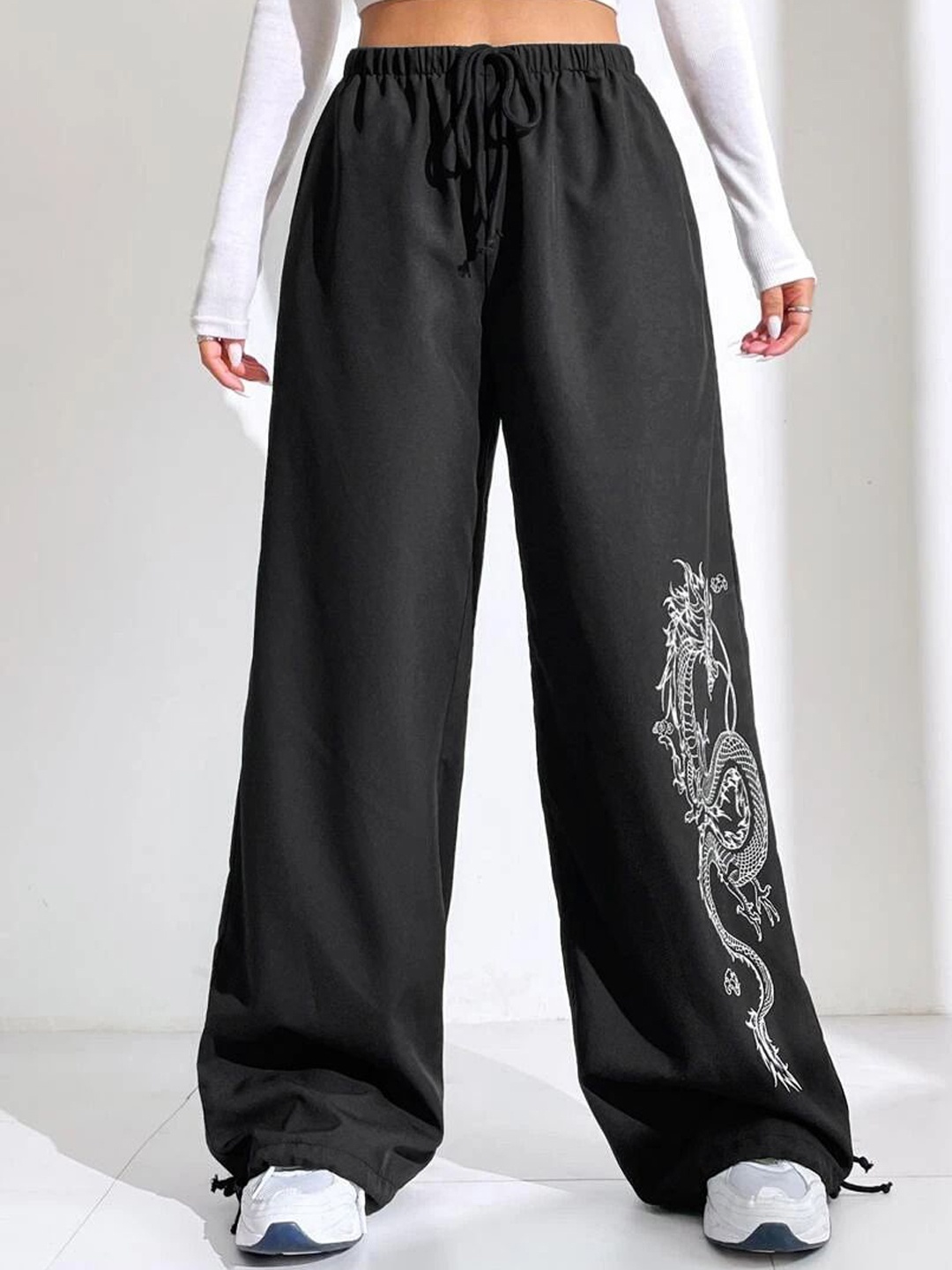 

Stylecast X Slyck Women Comfort Loose Fit Wide Leg Track Pant, Black