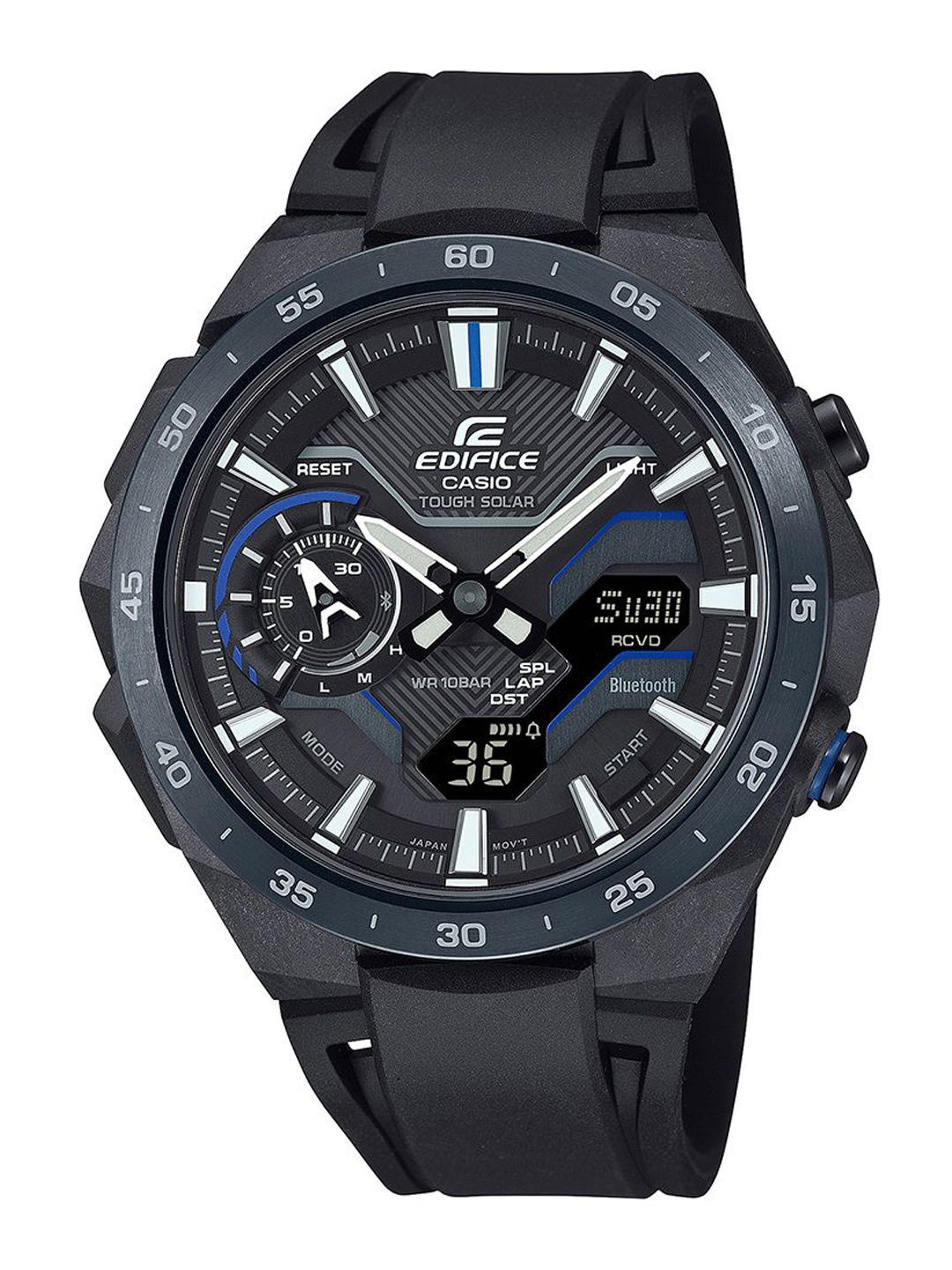 

CASIO Men Dial & Cuff Straps Analogue and Digital Chronograph Solar Powered Watch ED611, Black