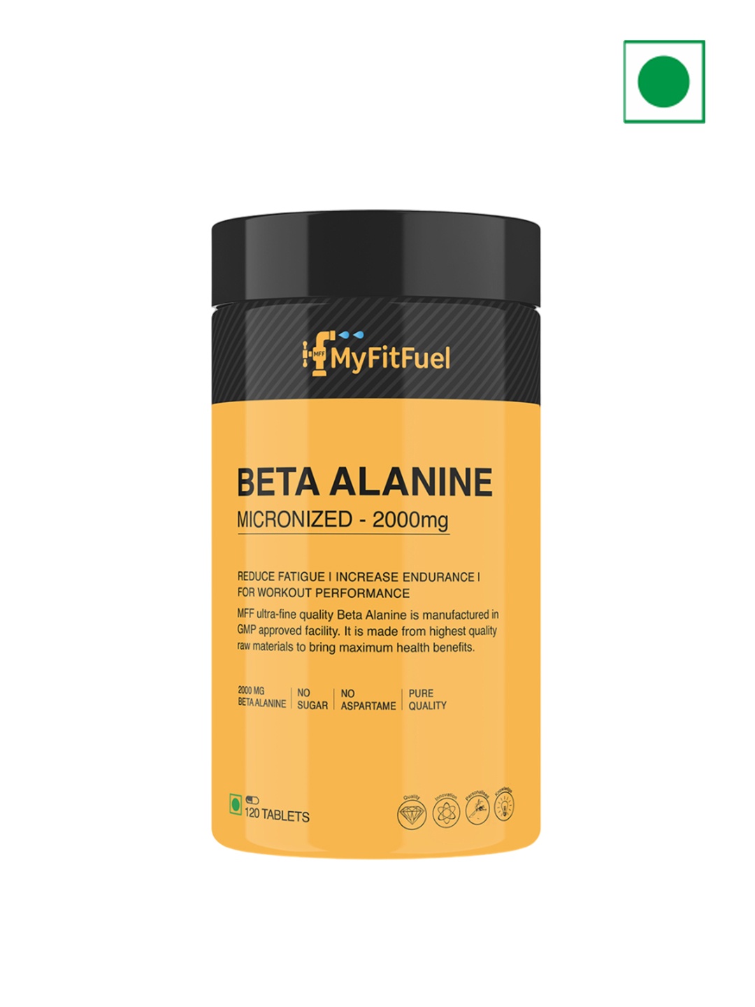 

MyFitFuel Beta Alanine (2000 mg) Tablets-120 Tablets, Cream