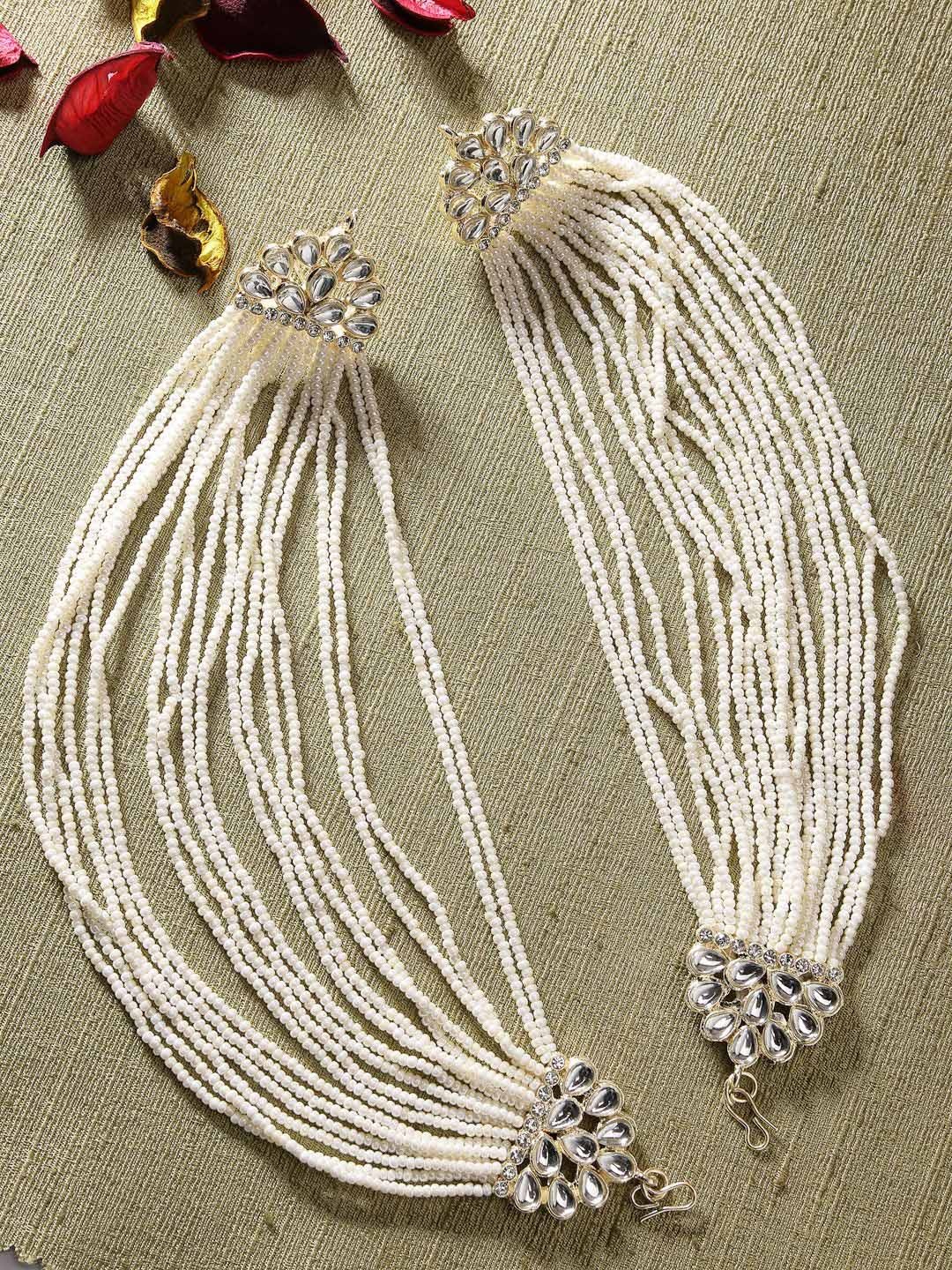 

ZENEME Gold Plated Classic Jhumkas Earrings, White