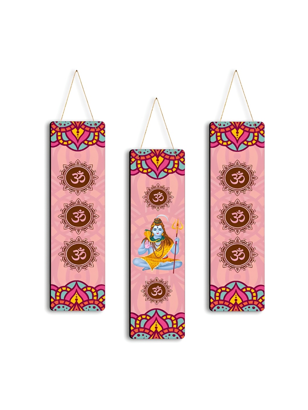 

CLAWCRAFTS Peach & Red 3 Pieces Wooden Religious Wall Hanging