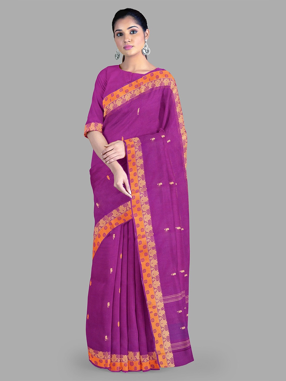 

The Chennai Silks Women Ethnic Motifs Pure Cotton Chettinad Saree, Violet