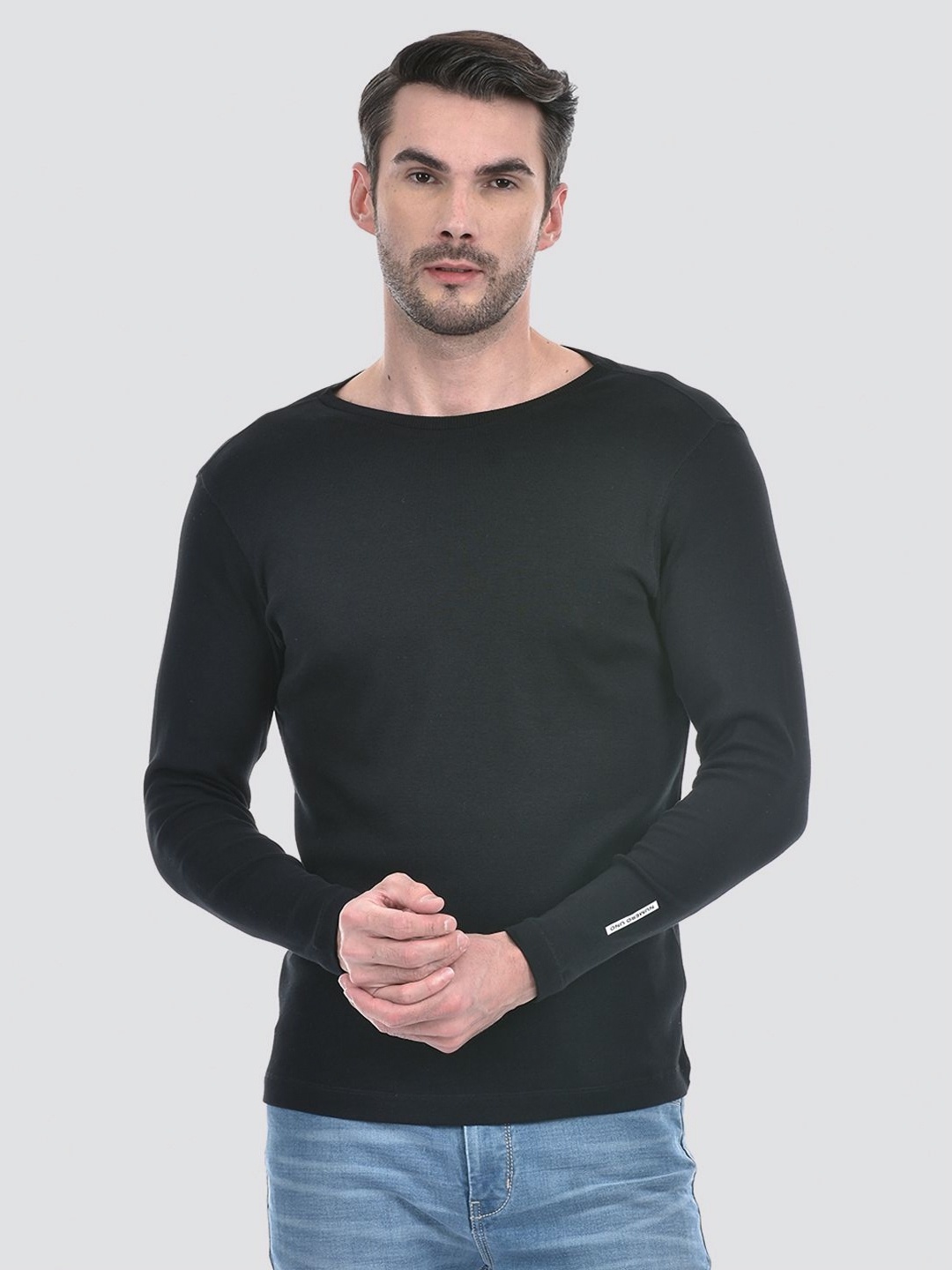 

Numero Uno Men Solid Round Neck Cotton Slim Fit T-shirt, Black