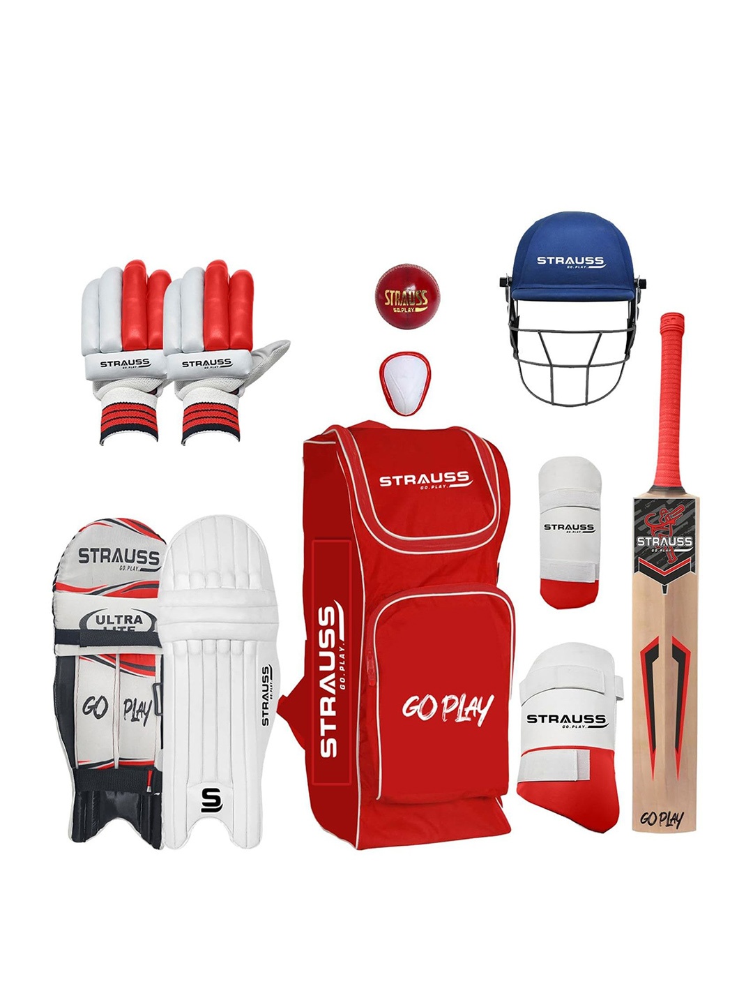 

STRAUSS 9-Pcs Printed Cricket Kit, Red