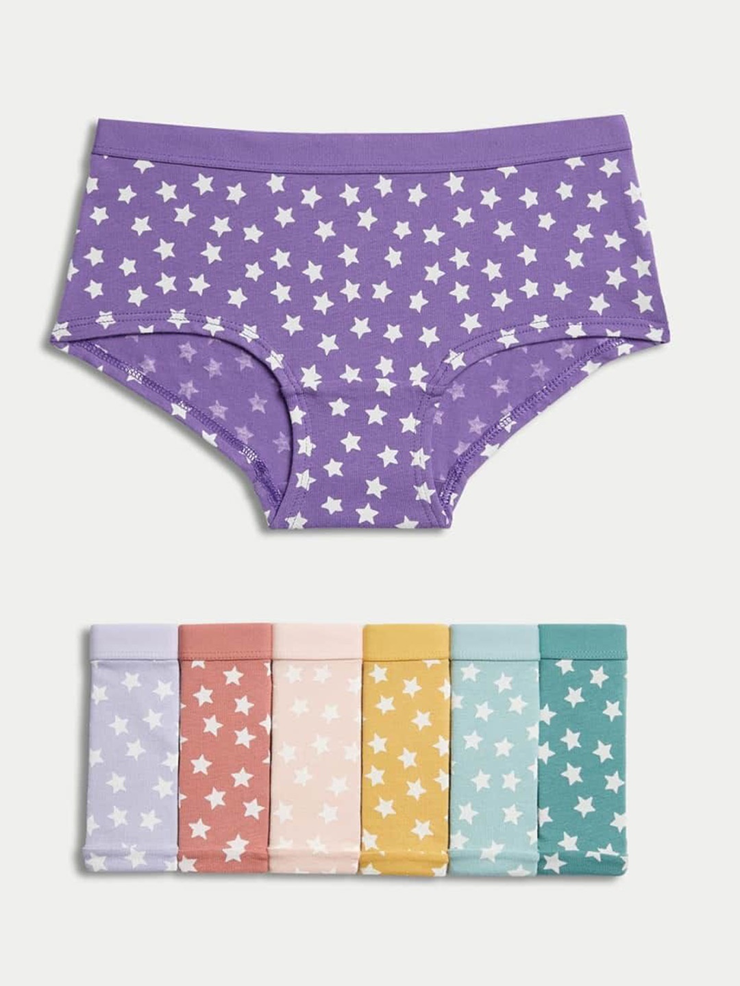 

Marks & Spencer Girls Pack Of 7 Printed Basic Briefs T711952DMULTI, Peach
