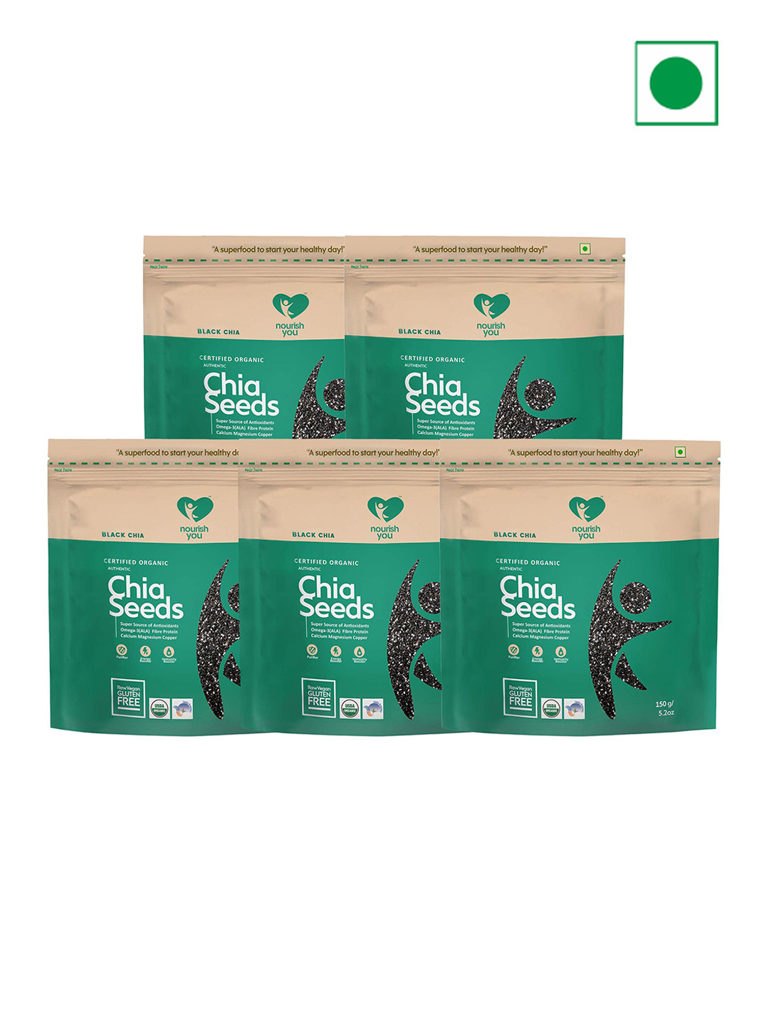 

Nourish You 5Pcs Chia Seeds - 150g Each, Green