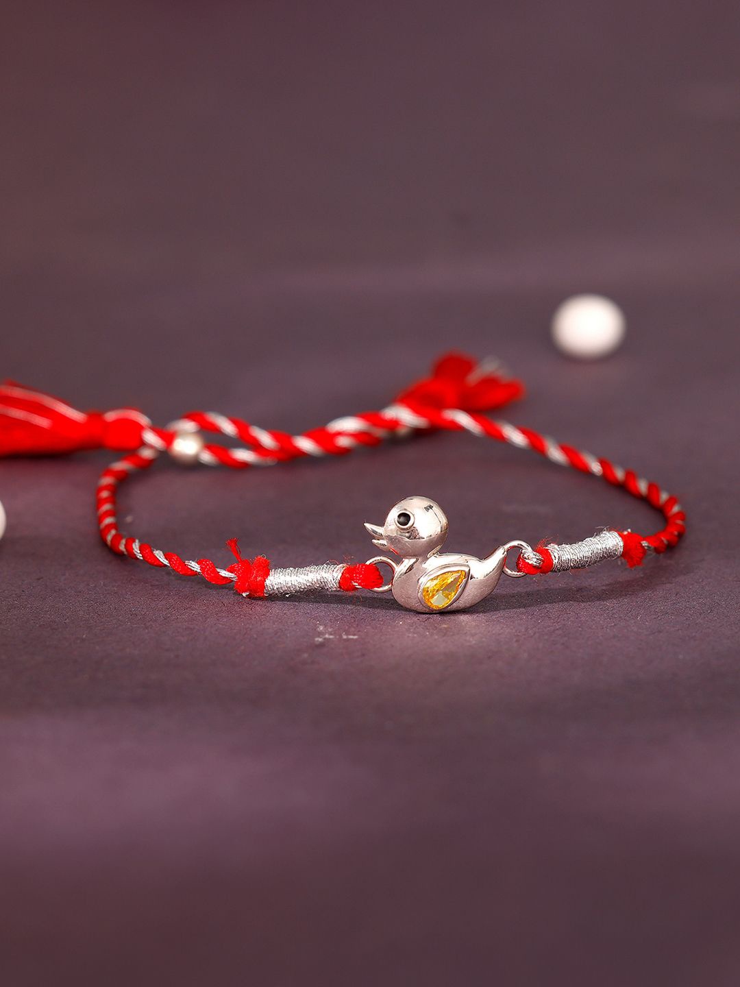 

GIVA 925 Silver Cute Duck Charm Thread Rakhi With Roli Chawal