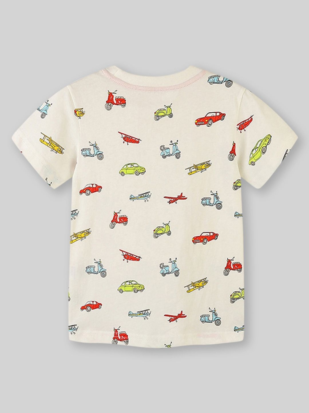 

INCLUD Boys Conversational Printed Round Neck Cotton T-shirt, Off white