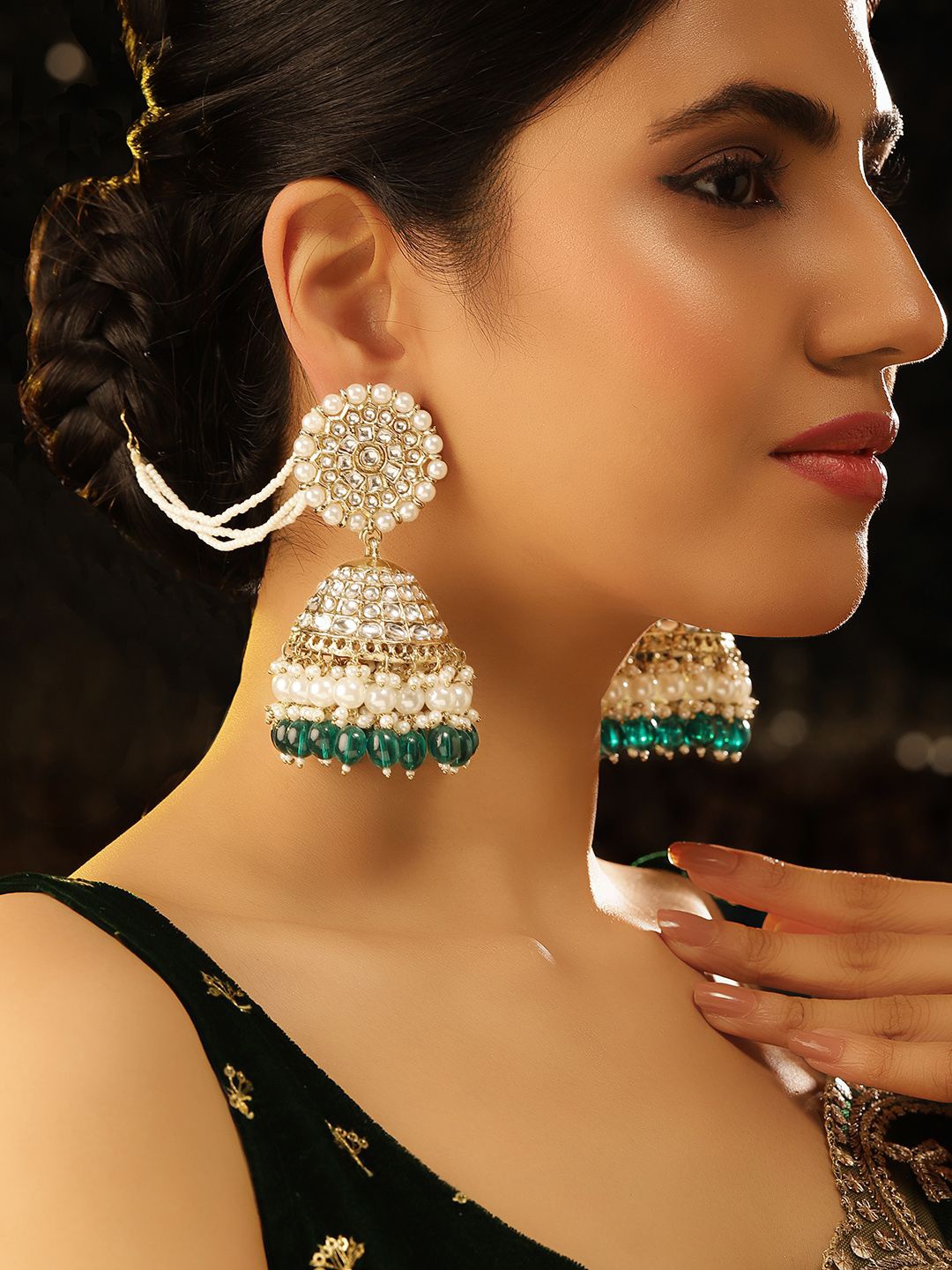 

Priyaasi Gold Plated Pearls Dome Shape Jhumkas