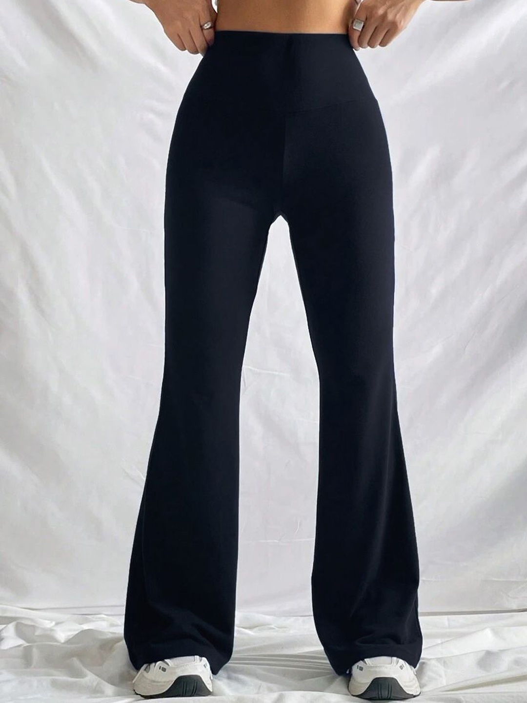 

Stylecast X Slyck Women Comfort Flared Wrinkle Free Trouser, Navy blue